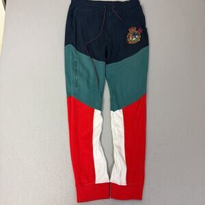 AKOO Men’s XXL Colorblock Fleece Jogger Sweatpants Navy Red Green Ski Patch